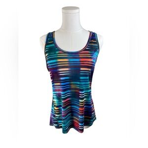 Athleta Women’s Medium Multi-Colored Abstract Stripe Racerback Workout Tank Top